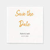 Modern boho Save the Date QR-Namensdatum orange hi Serviette (Vorderseite)