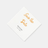 Modern boho Save the Date QR-Namensdatum orange hi Serviette (Ecke)