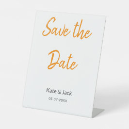 Modern boho Save the Date QR-Namensdatum orange hi Sockelschild