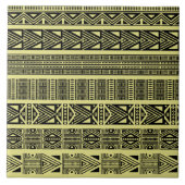 Modern Boho Schwarz-Gelb-Muster Streifen Fliese (Vorderseite)