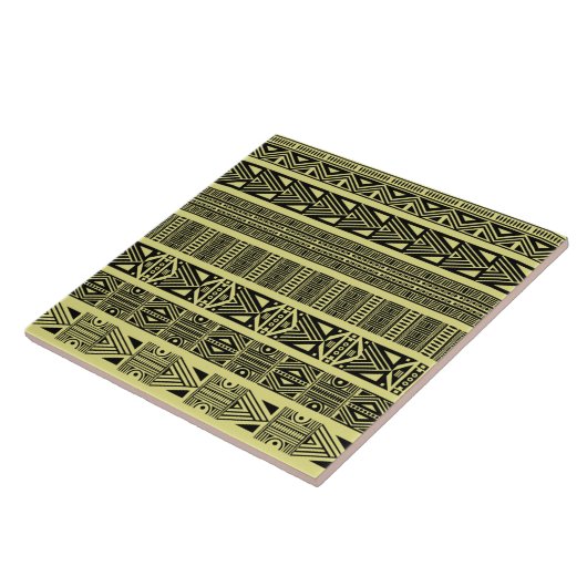 Modern Boho Schwarz-Gelb-Muster Streifen Fliese (Seite)