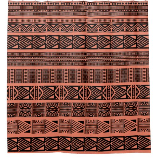 Modern Boho Schwarz-Pink-Muster Streifen Duschvorhang (Vorderseite)