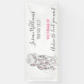 Modern Boho Schwarz-weiße Wavy Hair Style Flora Banner (Vertikal)