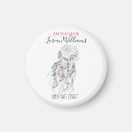 Modern Boho Schwarz-weiße Wavy Hair Style Flora Magnet