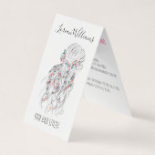 Modern Boho Schwarz-weiße Wavy Hair Style Flora Visitenkarten (Vorderseite)