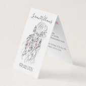 Modern Boho Schwarz-weiße Wavy Hair Style Flora Visitenkarten (Vorderseite)