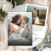 Modern Boho Script Foto Wedding Danke Card