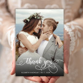 Modern Boho Script Foto Wedding Danke Card