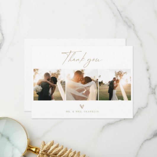 Modern Boho Script Wedding Foto Danke Karte (Vorderseite/Rückseite Beispiel)
