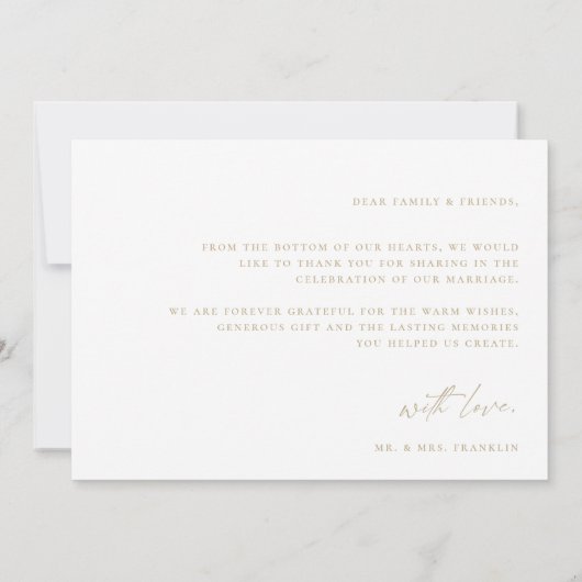 Modern Boho Script Wedding Foto Danke Karte (Rückseite)