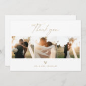 Modern Boho Script Wedding Foto Danke Karte (Vorne/Hinten)