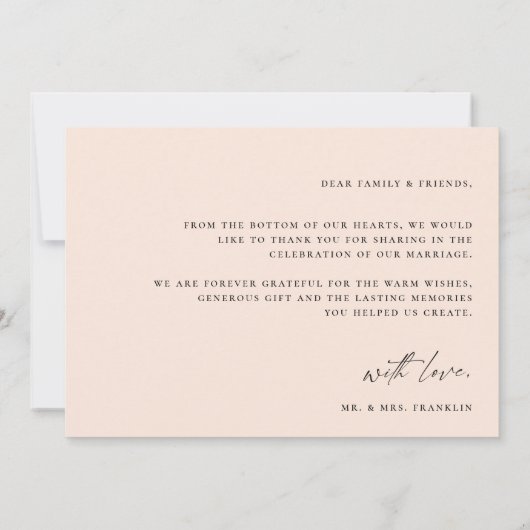 Modern Boho Script Wedding Foto Danke Karte (Rückseite)