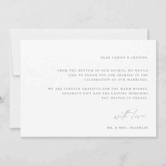 Modern Boho Script Wedding Foto Danke Karte (Rückseite)