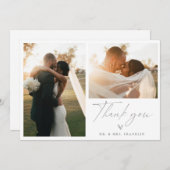 Modern Boho Script Wedding Foto Danke Karte (Vorne/Hinten)