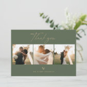 Modern Boho Script Wedding Foto Danke Karte (Stehend Vorderseite)