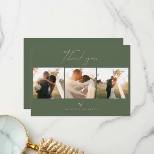 Modern Boho Script Wedding Foto Danke Karte (Vorderseite/Rückseite Beispiel)