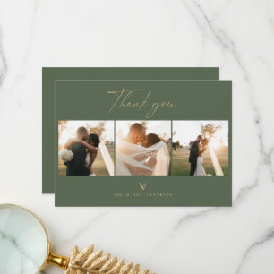 Modern Boho Script Wedding Foto Danke Karte
