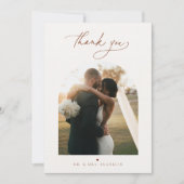 Modern Boho Script Wedding Foto Danke Karte (Vorderseite)