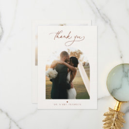 Modern Boho Script Wedding Foto Danke Karte