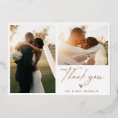 Modern Boho Script Wedding Foto Vielen Dank Folieneinladung (Vorderseite)