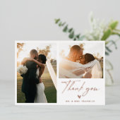 Modern Boho Script Wedding Foto Vielen Dank Folieneinladung (Stehend vorne)