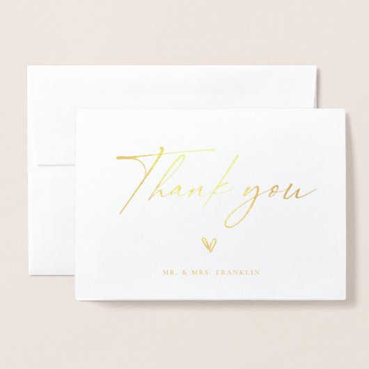 Modern Boho Script Wedding Foto Vielen Dank Folienkarte (Vorderseite mit Umschlag)