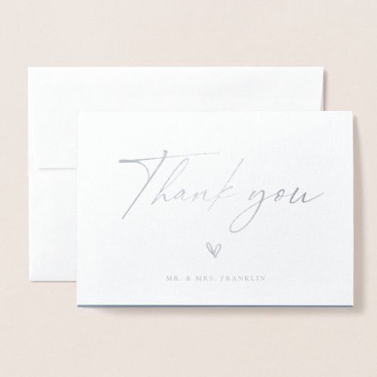 Modern Boho Script Wedding Foto Vielen Dank Folienkarte (Vorderseite mit Umschlag)