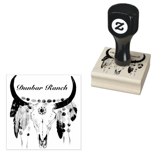 Modern Boho Skull Business oder Name Gummistempel (Stempel)