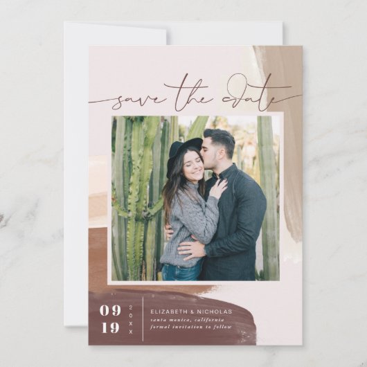 Modern Boho Spiced Terra Cotta | Square Foto Save The Date (Vorderseite)