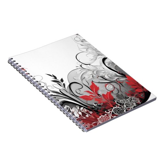 Modern Boho style Leaf Red Black Notebook Notizblock (Rechte Seite)