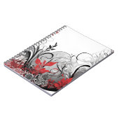 Modern Boho style Leaf Red Black Notebook Notizblock (Linke Seite)