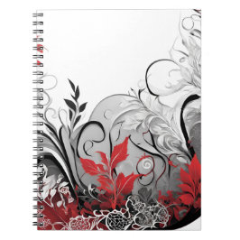 Modern Boho style Leaf Red Black Notebook Notizblock