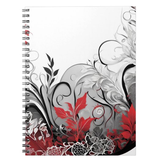 Modern Boho style Leaf Red Black Notebook Notizblock (Vorderseite)