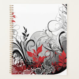 Modern Boho style Leaf Red Black  Planer