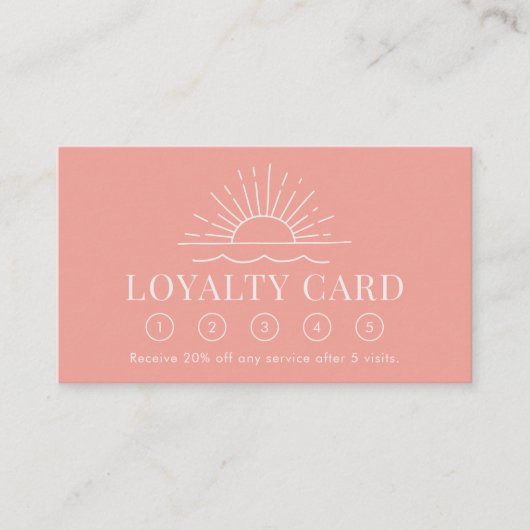 Modern Boho Sun and Beach Wave Loyalty Card Visitenkarte (Vorderseite)