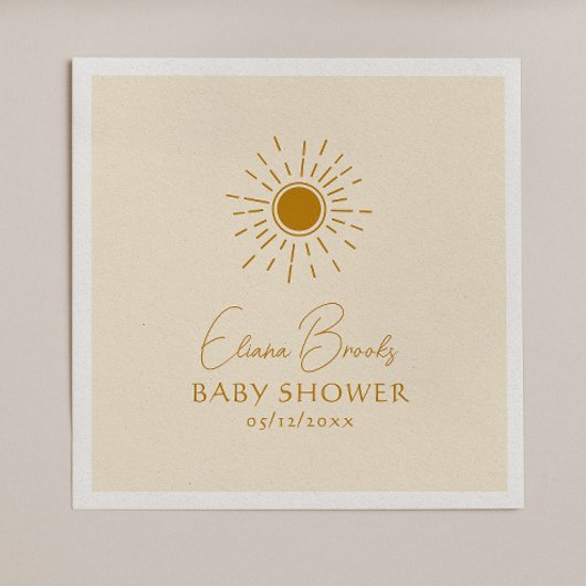 Modern Boho Sunshine | Beige Babydusche Napkins Serviette