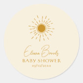 Modern Boho Sunshine | Beige Babydusche Vielen Dan Runder Aufkleber (Vorderseite)