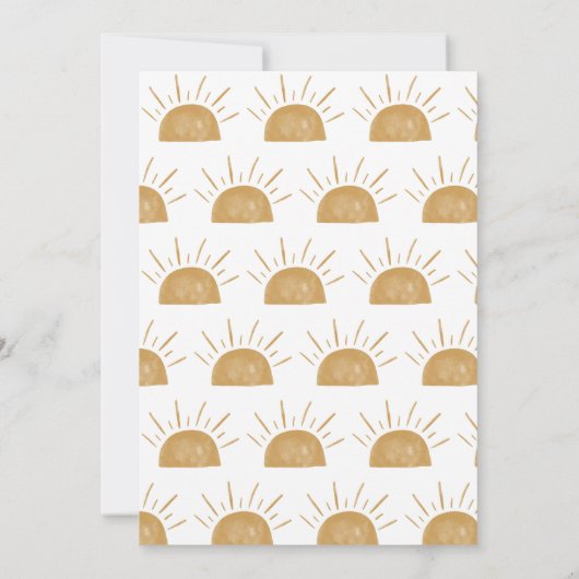 Modern Boho Sunshine in Mustard Birth Ankündigung (Rückseite)