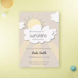 Modern Boho Sunshine Neutral Baby Dusche Einladung