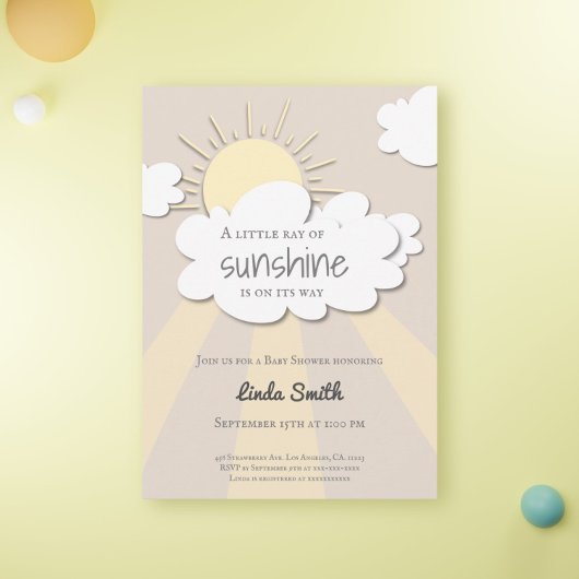 Modern Boho Sunshine Neutral Baby Dusche Einladung