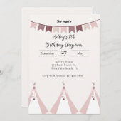 Modern Boho Teepee Sleepover Einladung zum Geburts (Vorne/Hinten)