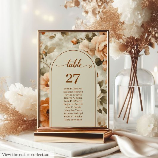 Modern Boho Terra Cotta Ivory Sage Floral Wedding Tischnummer