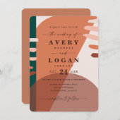 Modern Boho Terracotta Abstrakte Formen Hochzeit Einladung (Vorne/Hinten)