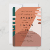 Modern Boho Terracotta Abstrakte Formen Hochzeit Einladung (Vorderseite)