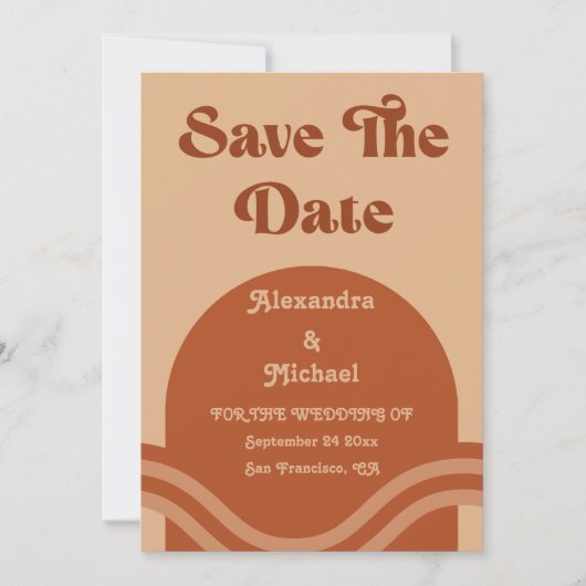 Modern Boho Terracotta Arch Wedding Save The Date (Vorderseite)