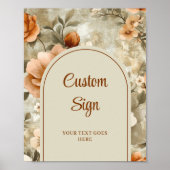 Modern Boho Terracotta Beige Olive Floral Custom  Poster (Vorne)