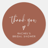 Modern Boho Terracotta Brautparty Vielen Dank Runder Aufkleber (Vorderseite)