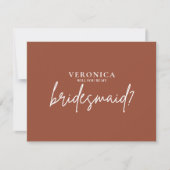 Modern Boho Terracotta Bridesmaid Vorschlag Karte (Vorderseite)