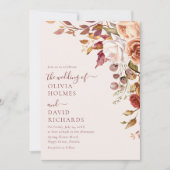 Modern Boho Terracotta Burnt Orange Floral Wedding Einladung (Vorderseite)