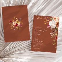 Modern Boho Terracotta Burnt Orange Floral Wedding